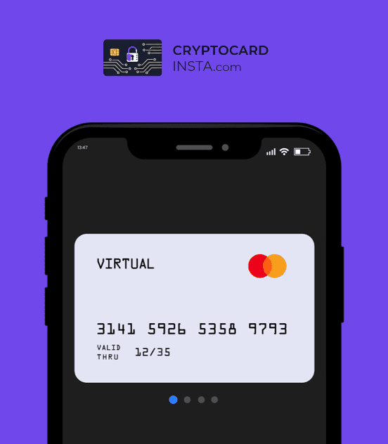No KYC crypto card displayed on smartphone